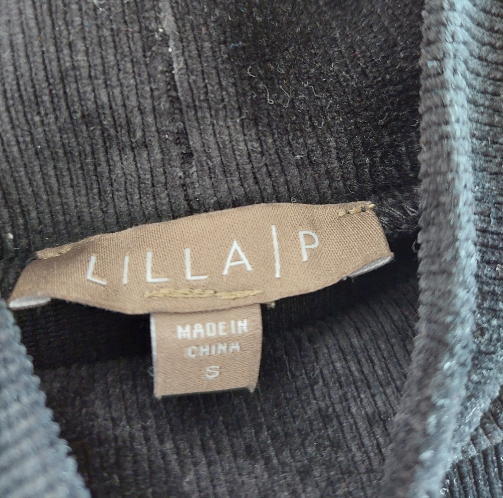 Lilla P Black Corduroy Crewneck Long Dress